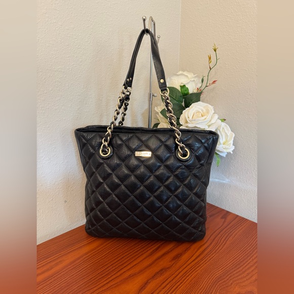 kate spade Handbags - Kate Spade Black Quilted Tote Bag with Chain Straps